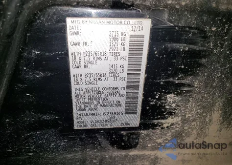 2015 Nissan Pathfinder S from USA, damaged, VIN 5N1AR2MM1FC629885
